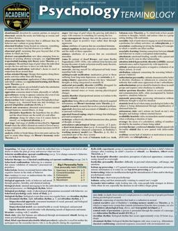 Psychology Terminology A QuickStudy Laminated Reference Guide  9781423241874 Front Cover