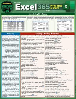 Excel 365 - Pivot Tables and Charts A QuickStudy Laminated Reference Guide  9781423246169 Front Cover