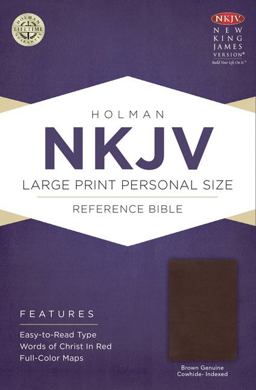 NKJV Large Print Personal Size Reference Bible, Brown Genuine Cowhide Indexed