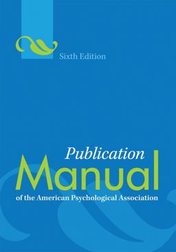 Publication Manual of the American Psychological Association 6th 9781433805622 Front Cover