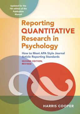 Reporting Quantitative Research in Psychology: How to Meet Apa Style Journal Article Reporting Standards  9781433832833 Front Cover