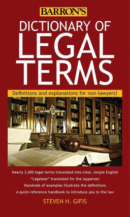 Dictionary of Legal Terms Definitions and Explanations for Non-Lawyers 5th 9781438005126 Front Cover