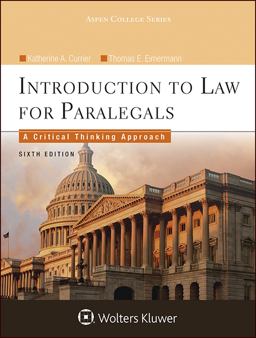 Introduction to Law for Paralegals Critical Thinking Approach 6E 6th 9781454838760 Front Cover