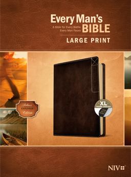 Every Man's Bible NIV, Large Print, Deluxe Explorer Edition (LeatherLike, Rustic Brown, Indexed)