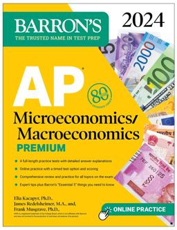AP Microeconomics/Macroeconomics Premium, 2024: 4 Practice Tests + Comprehensive Review + Online Practice  9781506287898 Front Cover
