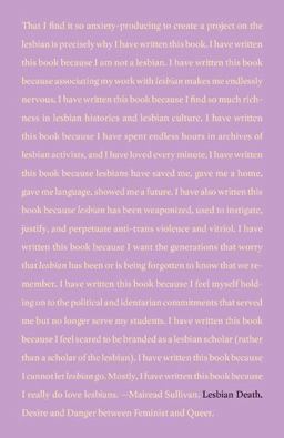Lesbian Death Desire and Danger Between Feminist and Queer  9781517910020 Front Cover