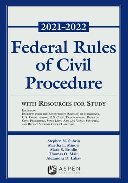 Federal Rules of Civil Procedure with Resources for Study 2021-2022 Statutory Supplement  9781543846232 Front Cover