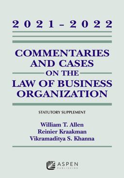 Commentaries and Cases on the Law of Business Organizations 2021-2022 Statutory Supplement  9781543849028 Front Cover