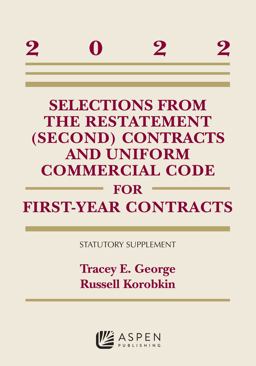Selections from the Restatement (Second) Contracts and Uniform Commercial Code for First-Year Contracts 2022 Supplement  9781543857870 Front Cover