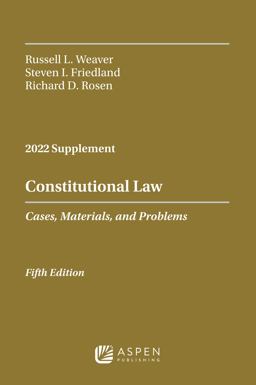 CONSTITUTIONAL LAW CASE SUPP - 2022  9781543858815 Front Cover