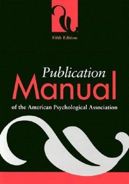 Publication Manual of the American Psychological Association 5th 9781557987914 Front Cover