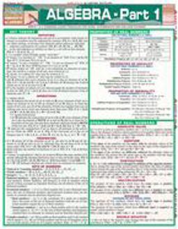Algebra Part 1 A QuickStudy Laminated Reference Guide  9781572227354 Front Cover