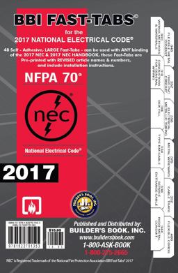 2017 National Electrical Code NEC Fast-Tabs for Softcover, Spiral, Loose-Leaf and Handbook 48 Self-Adhesive Tabs  9781622701353 Front Cover