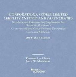 Corporations, Other Limited Liability Entities Partnerships, Statutory Documentary Supplement 14-15