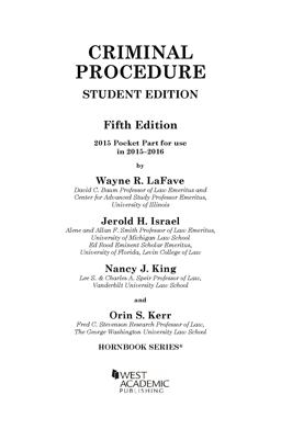Criminal Procedure, 5th, Hornbook Series, Student Edition