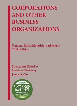 Corporations and Other Business Organizations, Statutes, Rules, Materials and Forms 2018 2018th 9781640208308 Front Cover