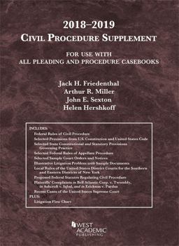 Civil Procedure Supplement, for Use with All Pleading and Procedure Casebooks, 2018-2019 2018th 9781640209299 Front Cover