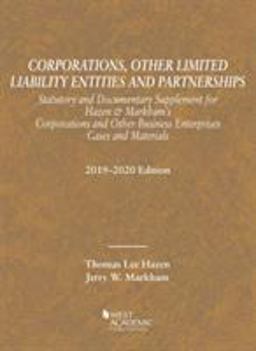Corporations, Other Limited Liability Entities, Statutory and Documentary Supplement, 2019-2020 2020th 9781642429480 Front Cover