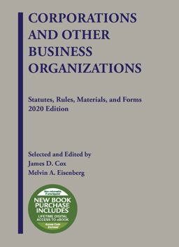 Corporations and Other Business Organizations, Statutes, Rules, Materials, and Forms 2020 2020th 9781647080631 Front Cover