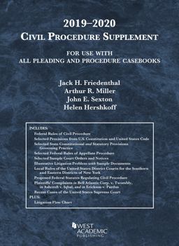 CIVIL PROCEDURE 2019-2020 SUPPLEMENT  9781684671441 Front Cover