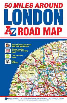 50 Miles Around London a-Z Road Map 8th 9781782571087 Front Cover