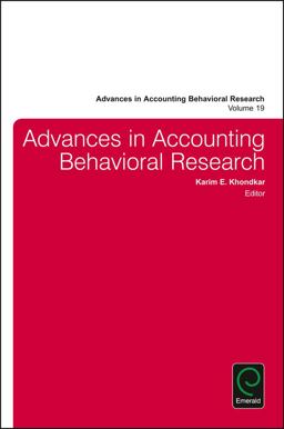 Advances in Accounting Behavioral Research  9781785609787 Front Cover
