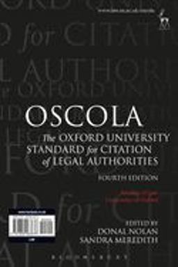 Oscola The Oxford University Standard for Citation of Legal Authorities 4th 9781849463676 Front Cover