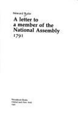 Letter to a Member of the National Assembly