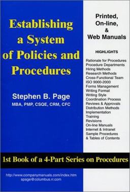 Establishing a System of Policies and Procedures 5th 9781929065004 Front Cover