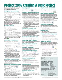 Microsoft Project 2016 Quick Reference Guide Creating a Basic Project - Windows Version (Cheat Sheet of Instructions, Tips and Sho  9781944684068 Front Cover