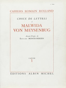 Choix de Lettres a Malwida Von Meysenbug, Cahier N 1