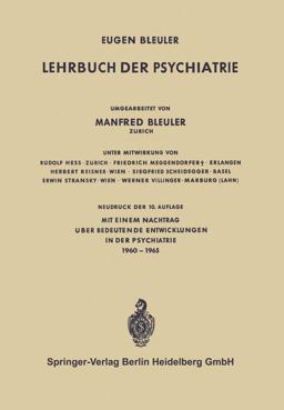 Lehrbuch der Psychiatrie 10th 1966 9783662428726 Front Cover