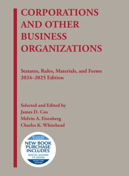Corporations and Other Business Organizations, Statutes, Rules, Materials, and Forms 2024